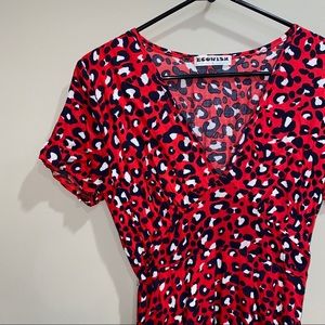 Red cheetah mini dress - Small NWOT ✨